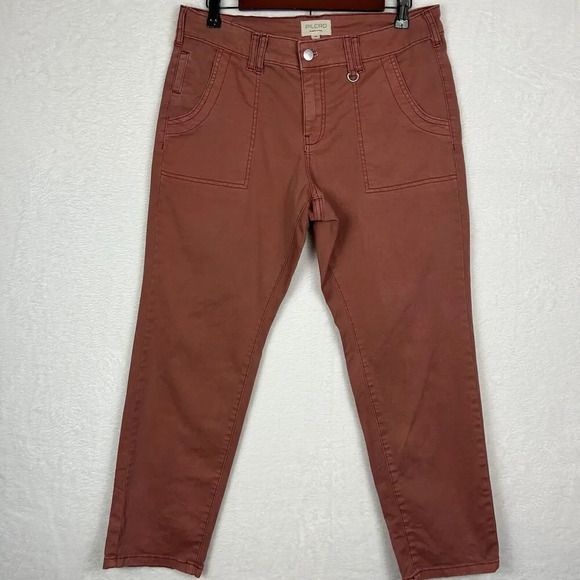 Anthropologie‎ Pilcro Jefferson Utility Pants Stretch Rose Orange 30 Petite - Picture 1 of 12
